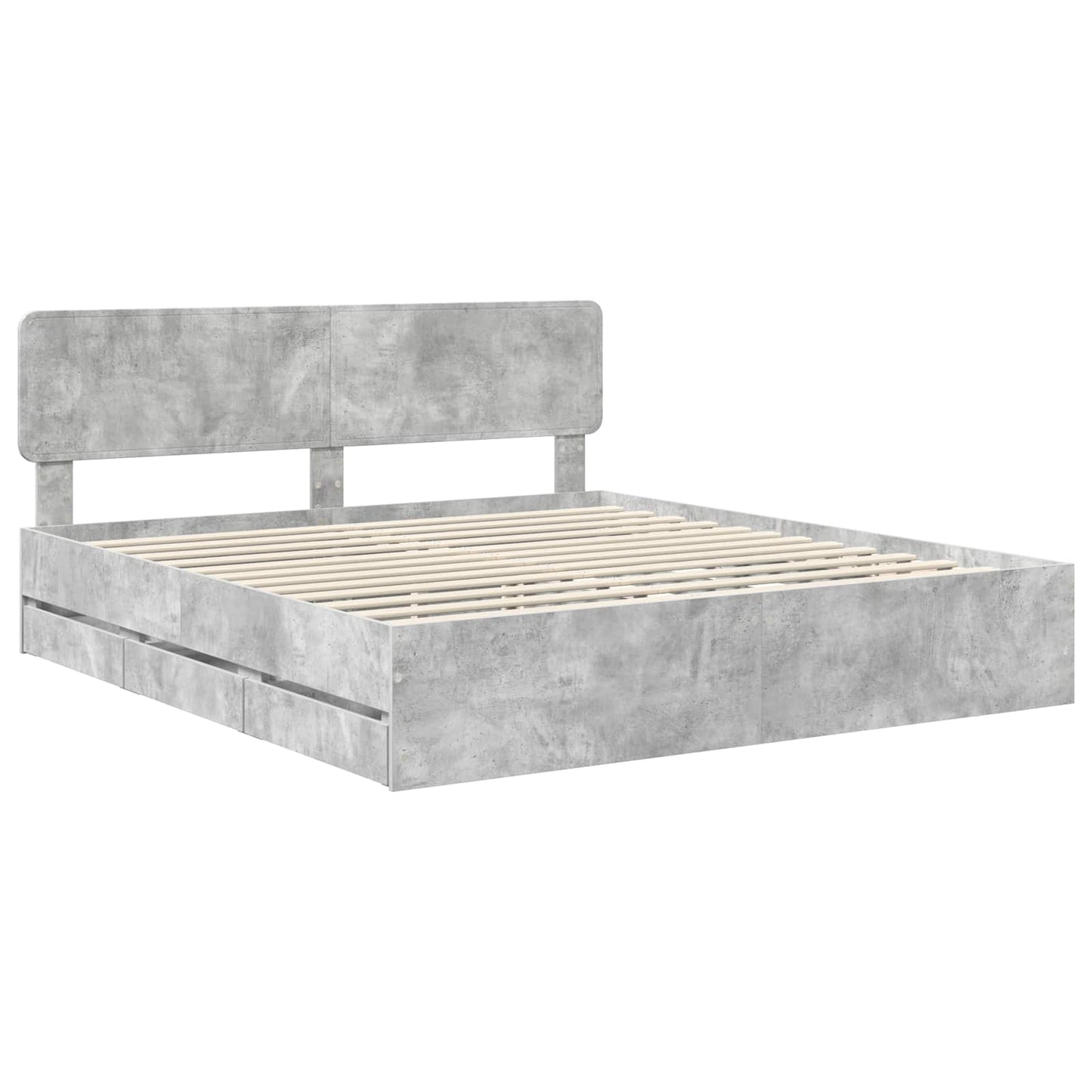 vidaXL Bed Frame Concrete Grey 200 x 200 cm Engineered Wood 4