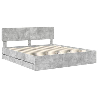 vidaXL Bed Frame Concrete Grey 200 x 200 cm Engineered Wood 4
