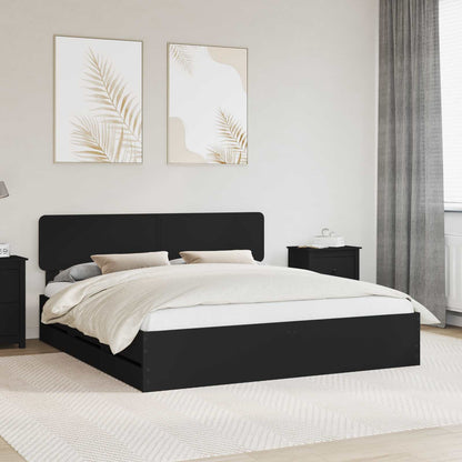 vidaXL Bed Frame with Drawer Black 180 x 200 cm Engineered Wood 1