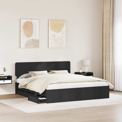 vidaXL Bed Frame with Drawer Black 180 x 200 cm Engineered Wood 3