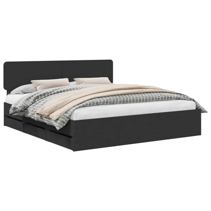 vidaXL Bed Frame with Drawer Black 180 x 200 cm Engineered Wood 2