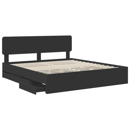 vidaXL Bed Frame with Drawer Black 180 x 200 cm Engineered Wood 5