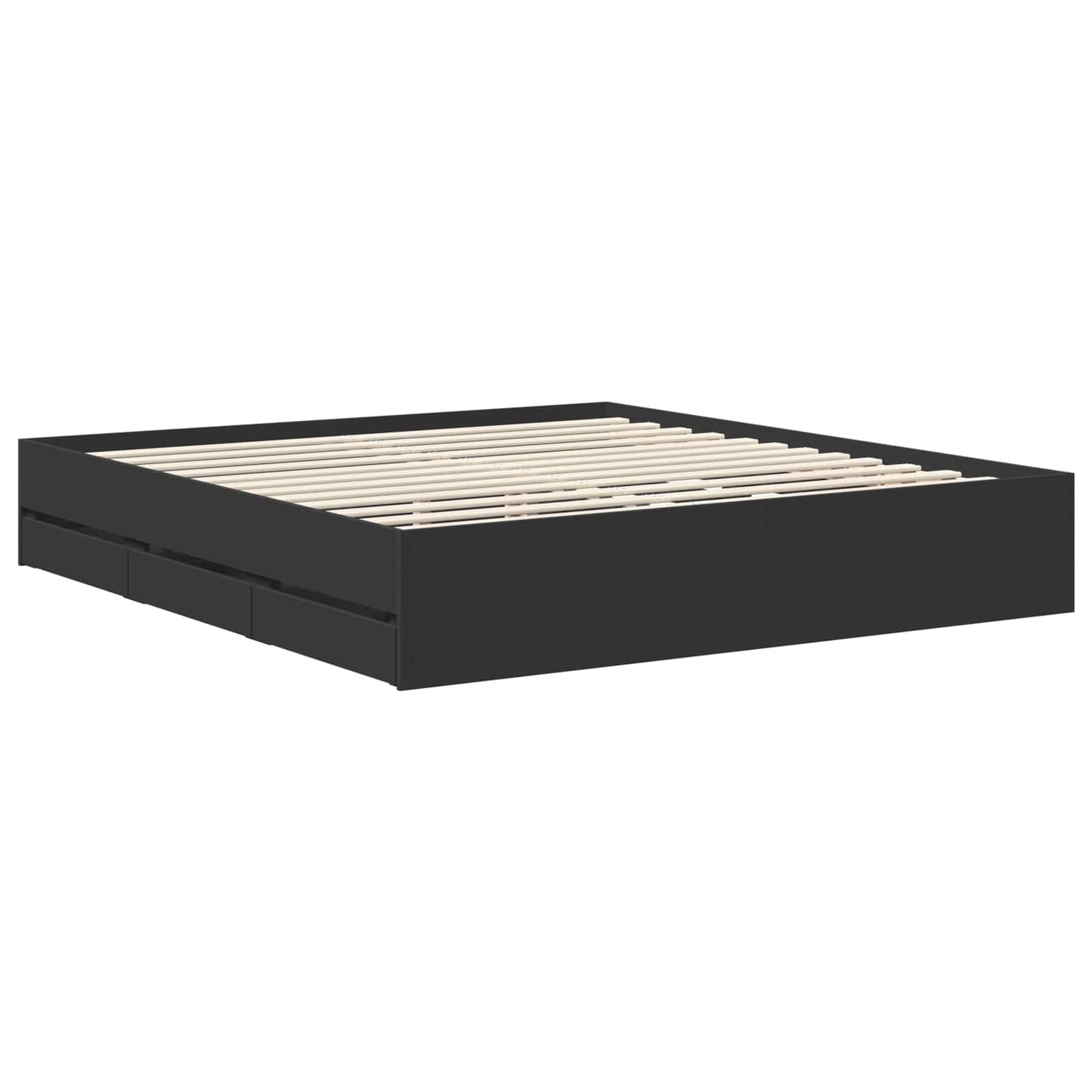 vidaXL Bed Frame with Drawer Black 180 x 200 cm Engineered Wood 6