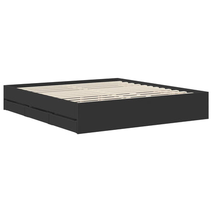 vidaXL Bed Frame with Drawer Black 180 x 200 cm Engineered Wood 6