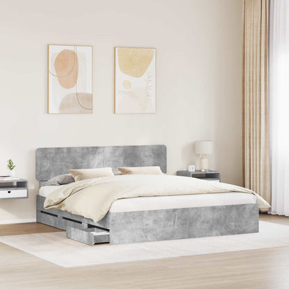 vidaXL Bed Frame Concrete Grey 180 x 200 cm Engineered Wood 3