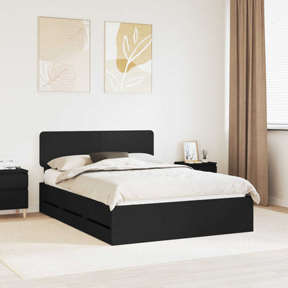 vidaXL Bed Frame with Drawer Black 160 x 200 cm Engineered Wood 1