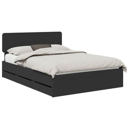 vidaXL Bed Frame with Drawer Black 160 x 200 cm Engineered Wood 2