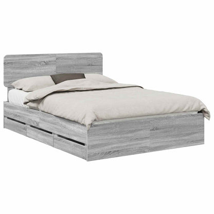 vidaXL Bed Frame with Drawer Grey Sonoma 140 x 200 cm Engineered Wood 2