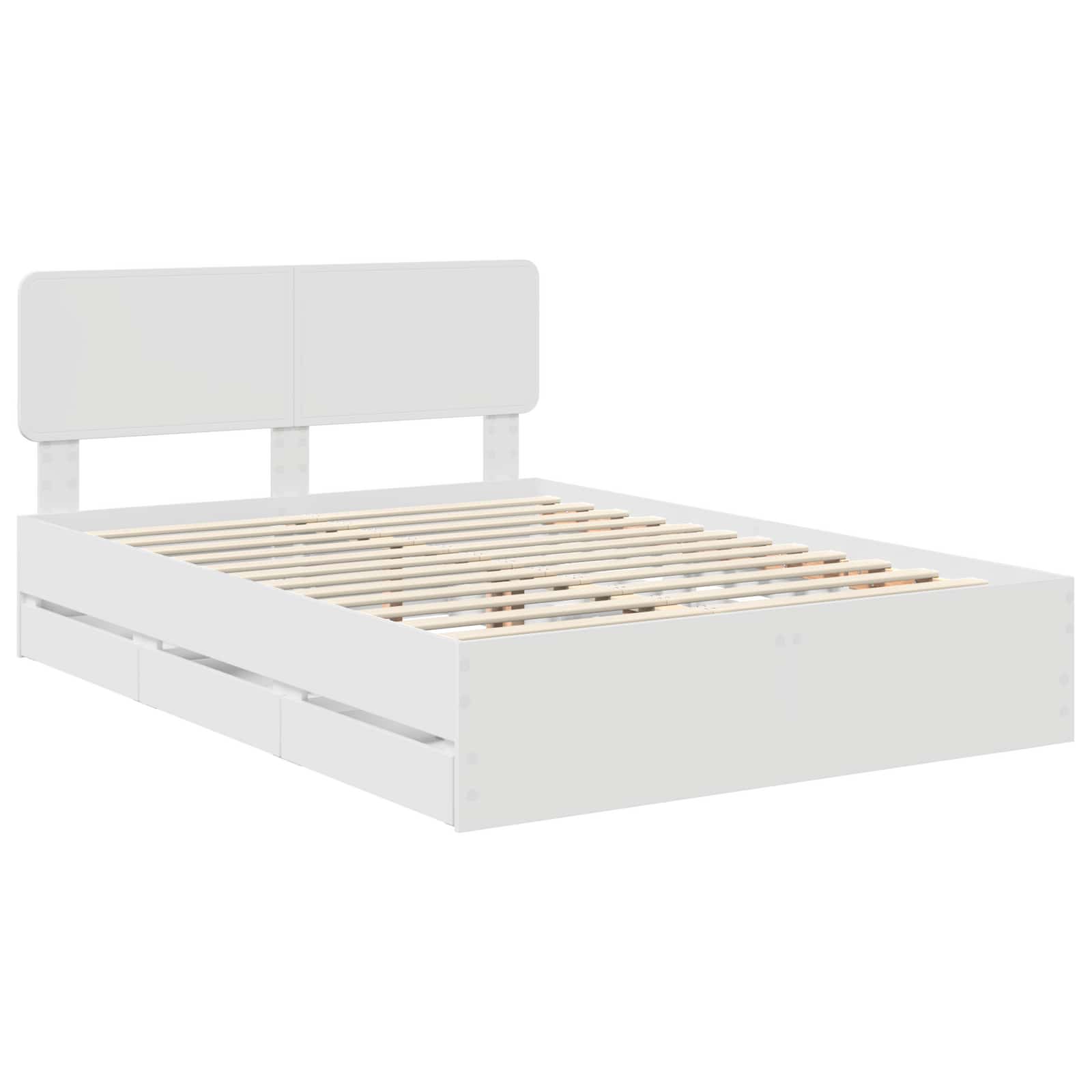 vidaXL Bed Frame with Drawer White 140 x 190 cm Engineered Wood 4