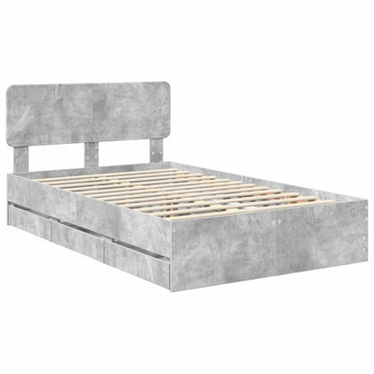 vidaXL Bed Frame Concrete Grey 135 x 190 cm Engineered Wood 4