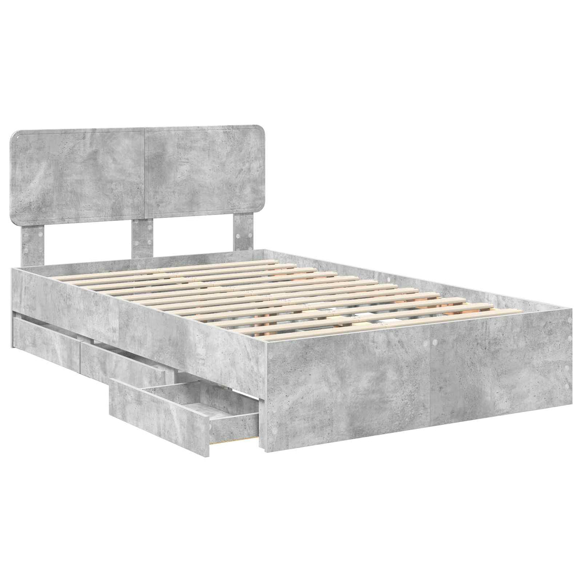 vidaXL Bed Frame Concrete Grey 135 x 190 cm Engineered Wood 5