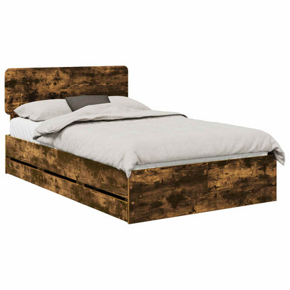 vidaXL Bed Frame with Drawer Smoked Oak 120 x 200 cm Engineered Wood 2