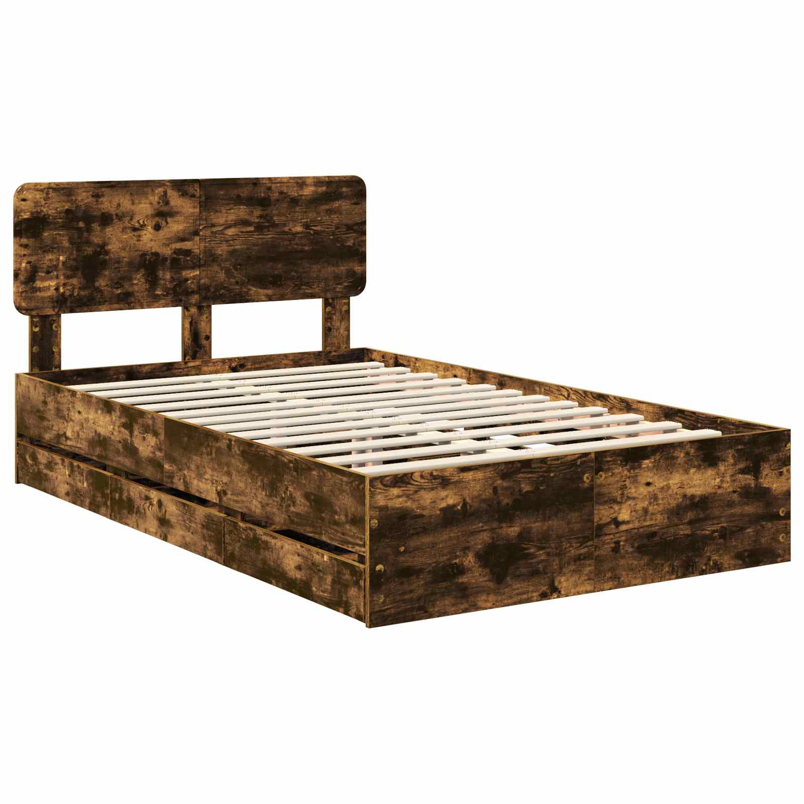 vidaXL Bed Frame with Drawer Smoked Oak 120 x 200 cm Engineered Wood 4