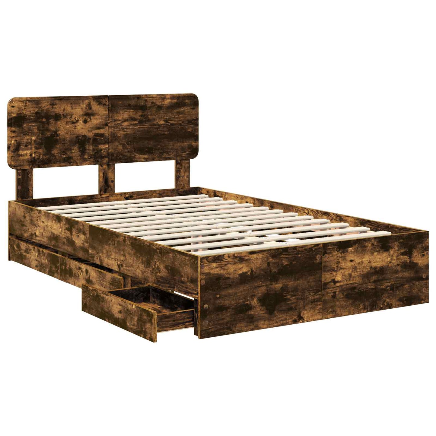 vidaXL Bed Frame with Drawer Smoked Oak 120 x 200 cm Engineered Wood 5