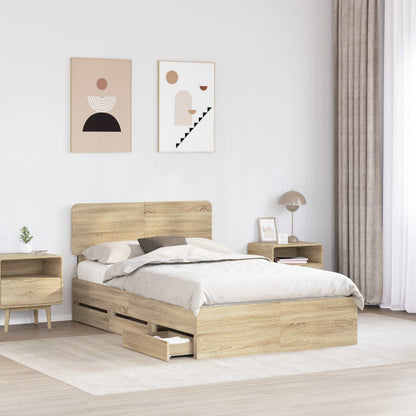 vidaXL Bed Frame with Drawer Sonoma Oak 120 x 190 cm Engineered Wood 3