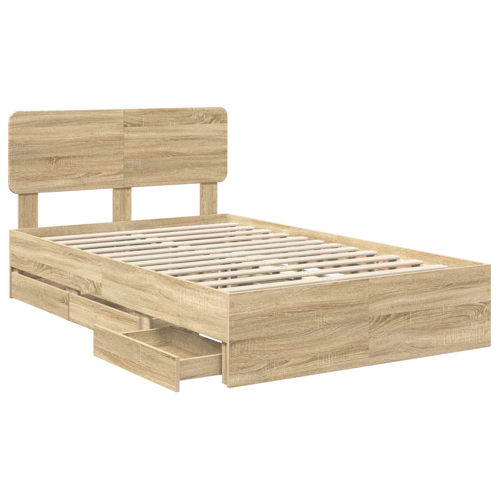 vidaXL Bed Frame with Drawer Sonoma Oak 120 x 190 cm Engineered Wood 5