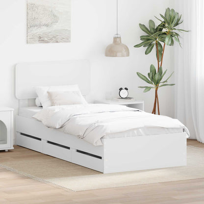 vidaXL Bed Frame with Drawer Engineered Wood Length 200 cm White