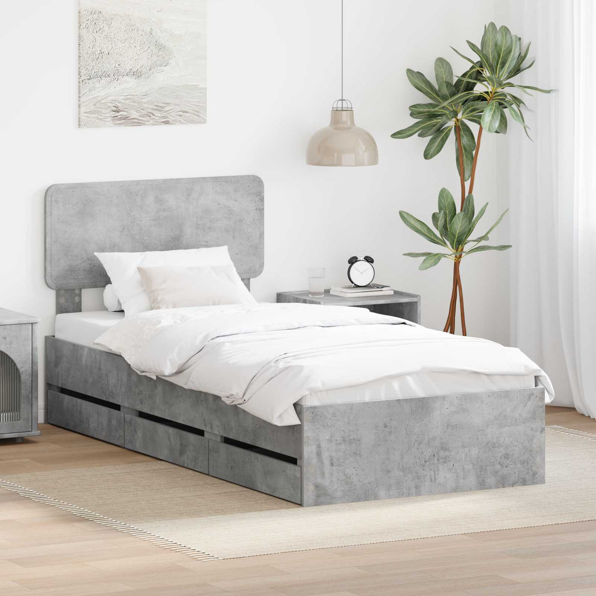 vidaXL Bed Frame with Drawer Engineered Wood Length 190 cm