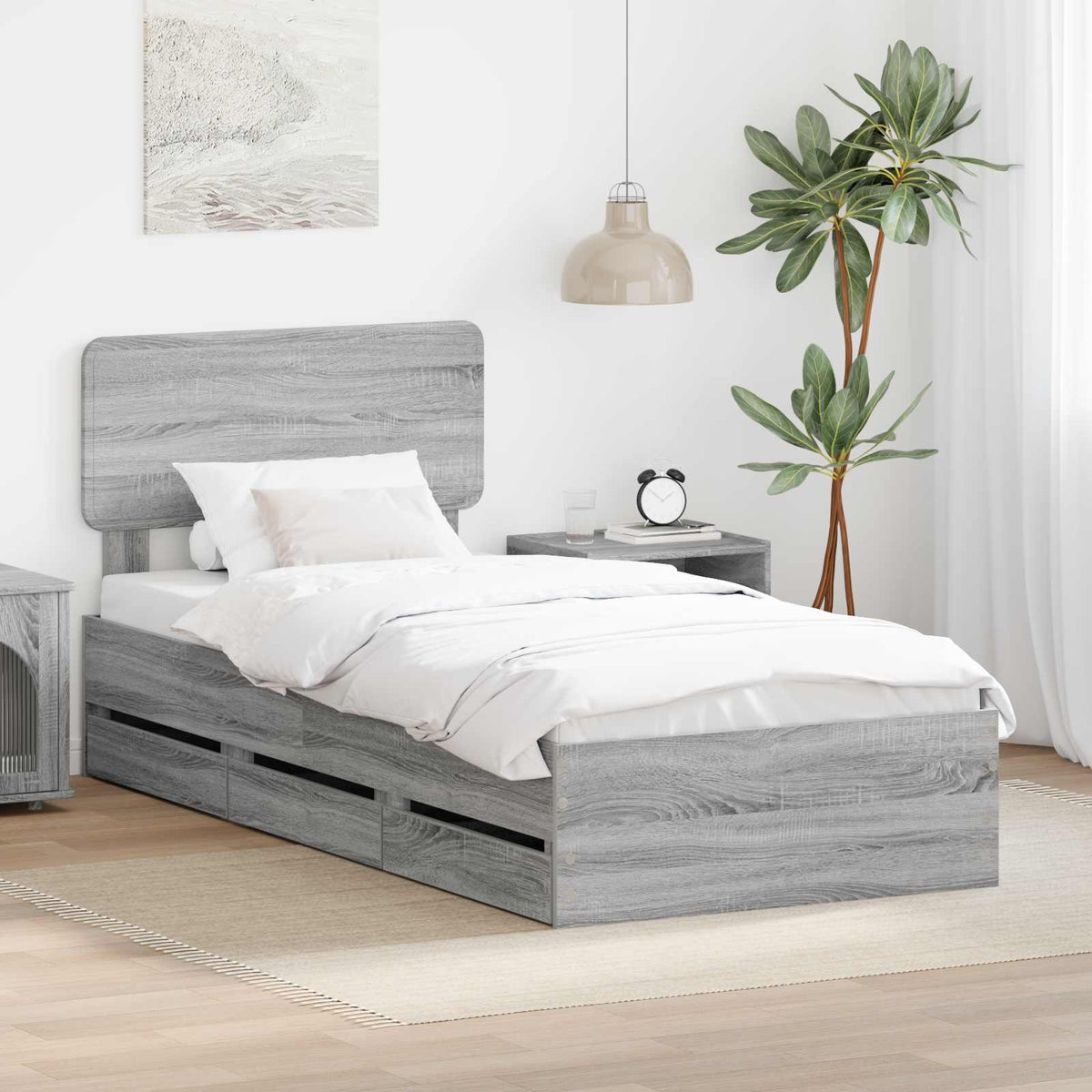 vidaXL Bed Frame with Drawer Engineered Wood Length 190 cm