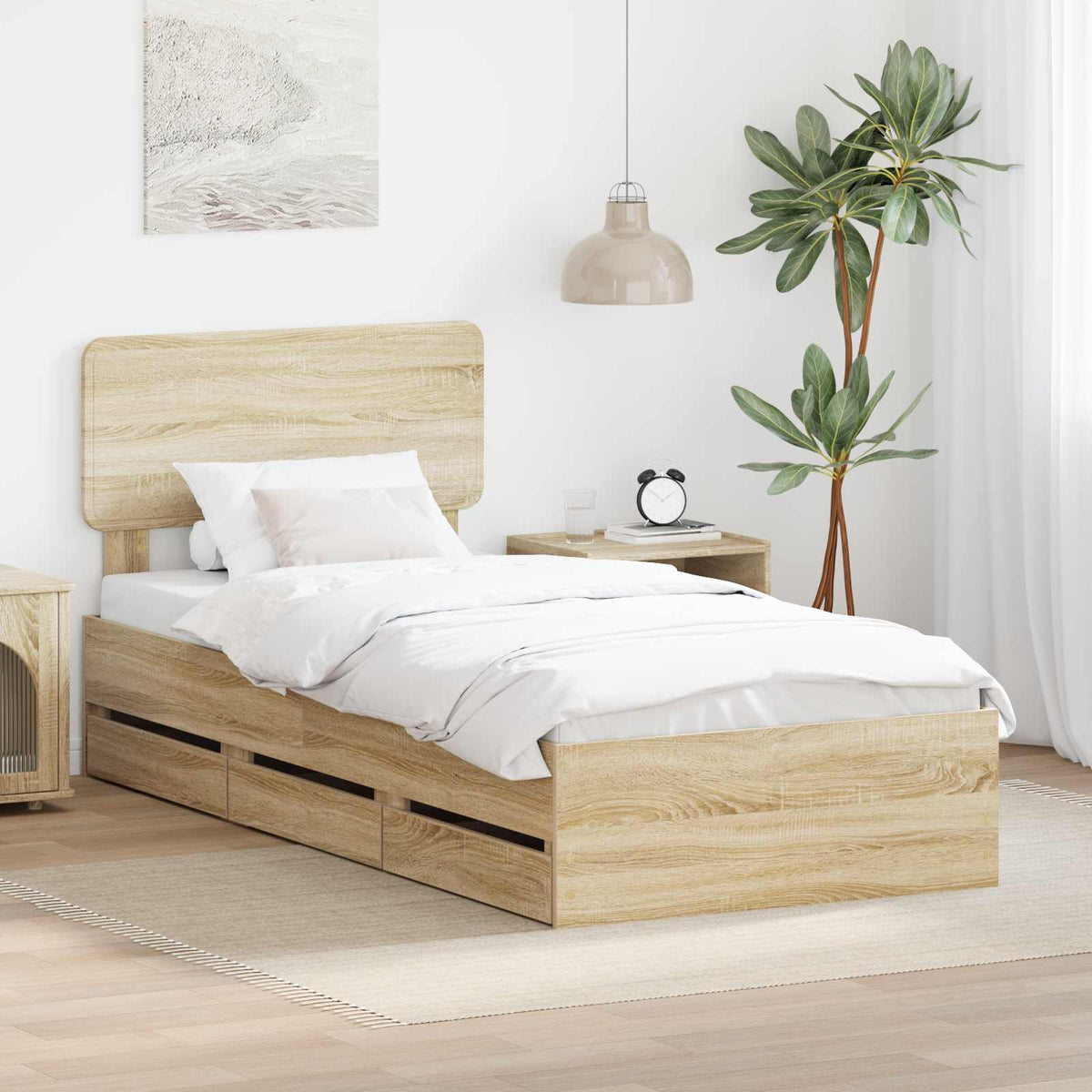 vidaXL Bed Frame with Drawer Engineered Wood Length 190 cm