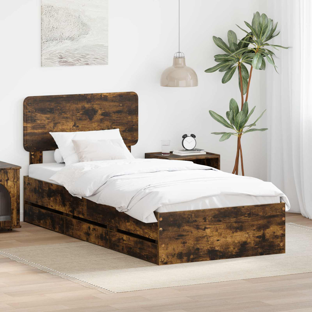 vidaXL Bed Frame with Drawer Engineered Wood Length 190 cm