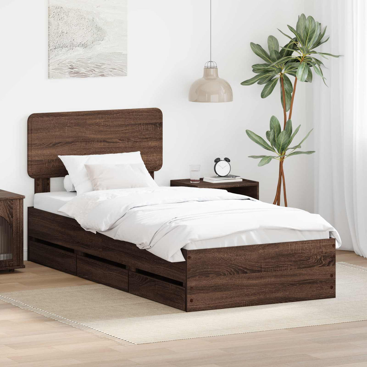 vidaXL Bed Frame with Drawer Engineered Wood Length 190 cm