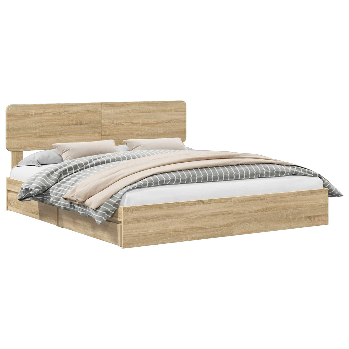 Storage Bed with Drawer Engineered Wood Length 200 cm Sonoma oak 180 cm