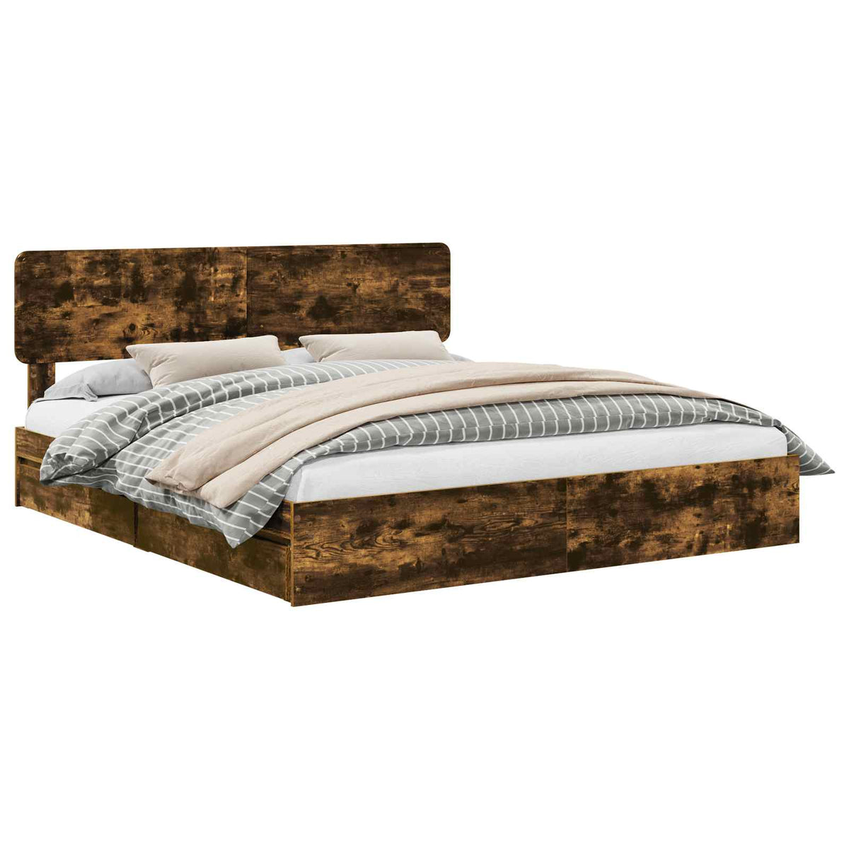 vidaXL Storage Bed Smoked Oak 180 x 200 cm Engineered Wood 2