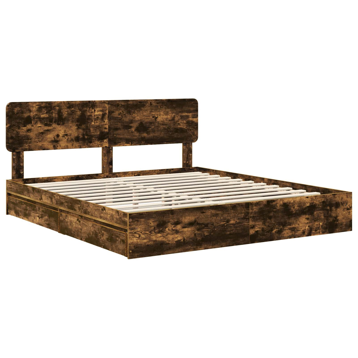 vidaXL Storage Bed Smoked Oak 180 x 200 cm Engineered Wood 4