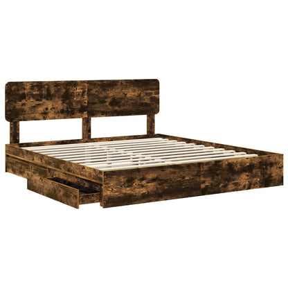 vidaXL Storage Bed Smoked Oak 180 x 200 cm Engineered Wood 5