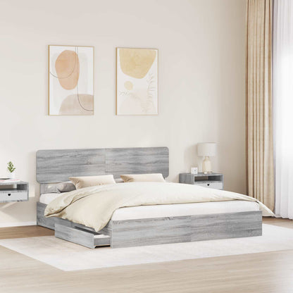 vidaXL Storage Bed Adjustable Grey Sonoma 180 x 200 cm Engineered Wood 3