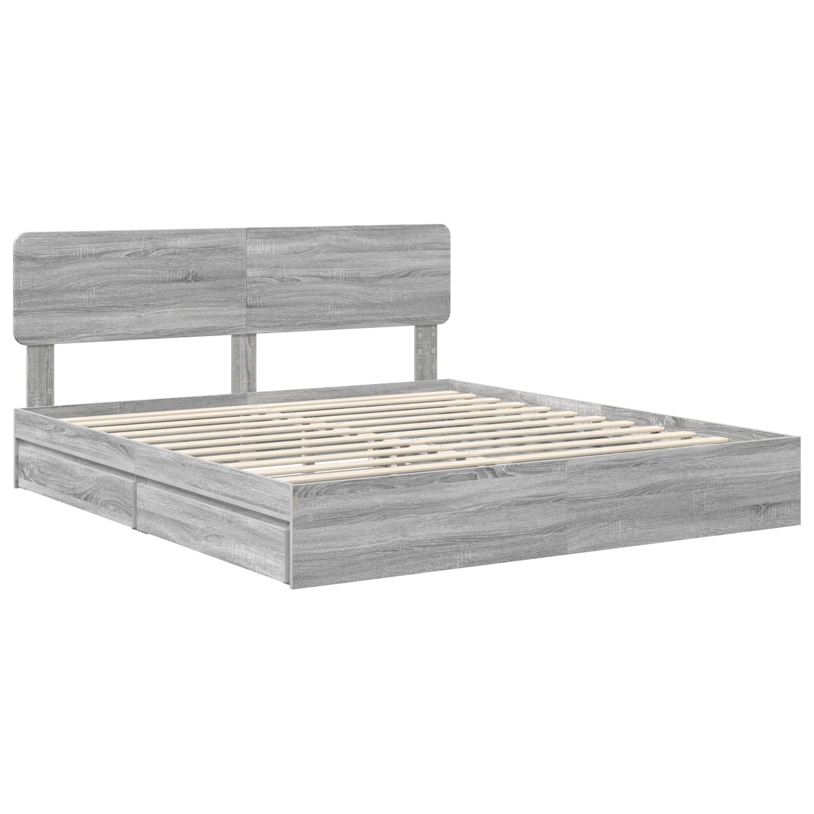 vidaXL Storage Bed Adjustable Grey Sonoma 180 x 200 cm Engineered Wood 4