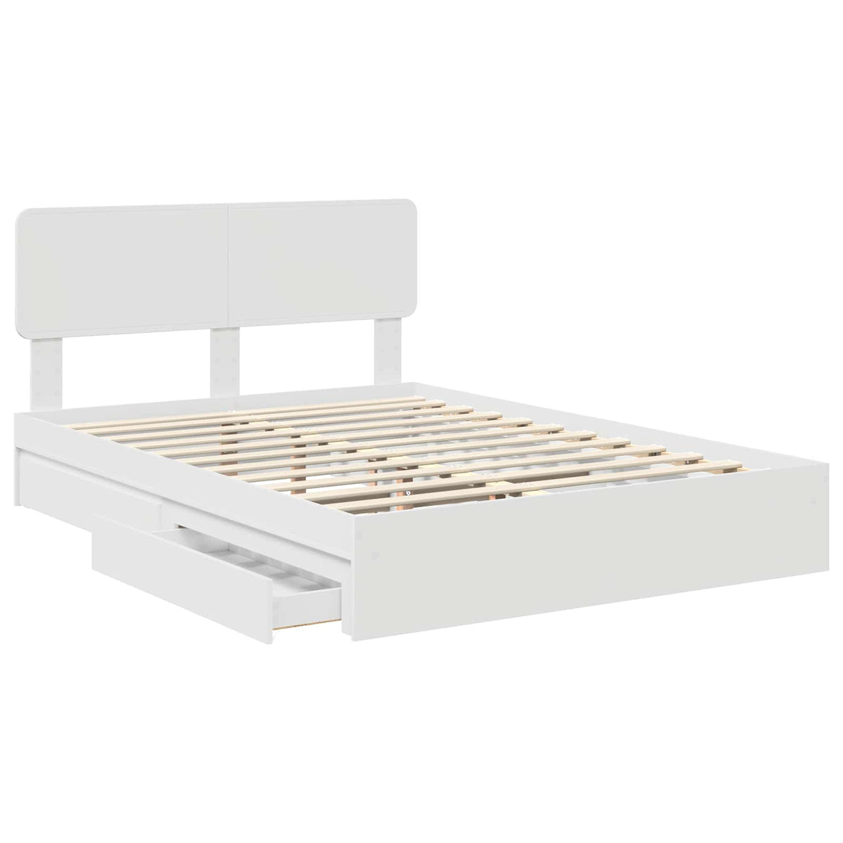 vidaXL Storage Bed with Drawer White 160 x 200 cm Engineered Wood 5