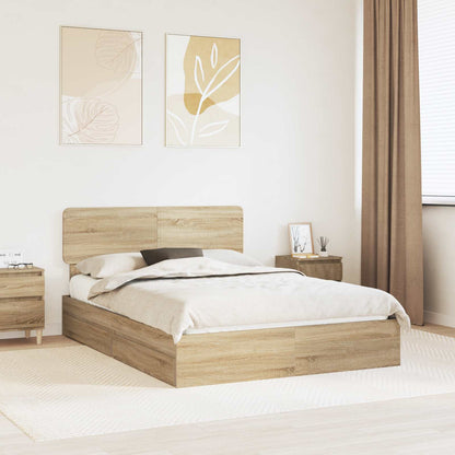 vidaXL Storage Bed with Drawer Sonoma Oak 140 x 200 cm Engineered Wood 1