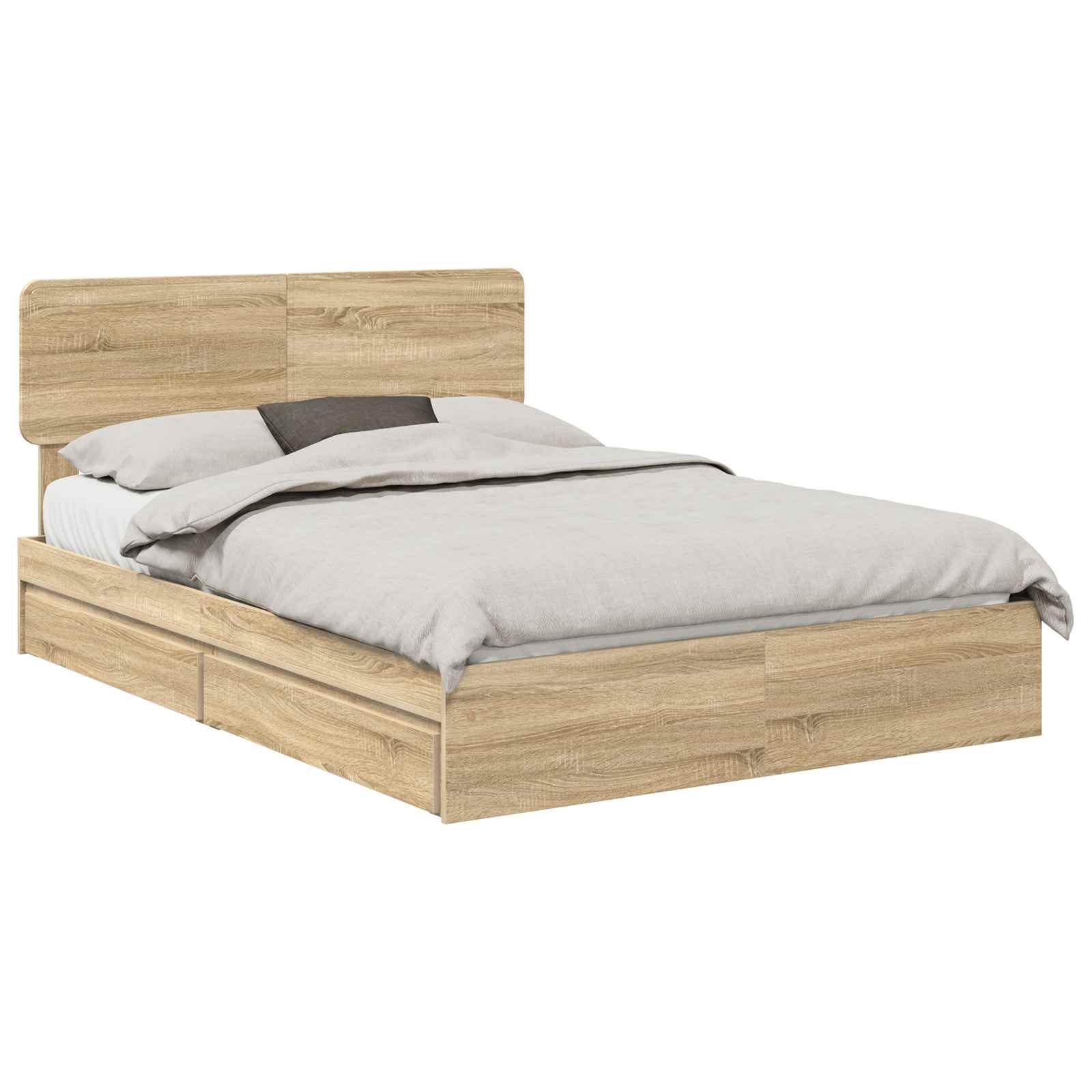 vidaXL Storage Bed with Drawer Sonoma Oak 140 x 200 cm Engineered Wood 2