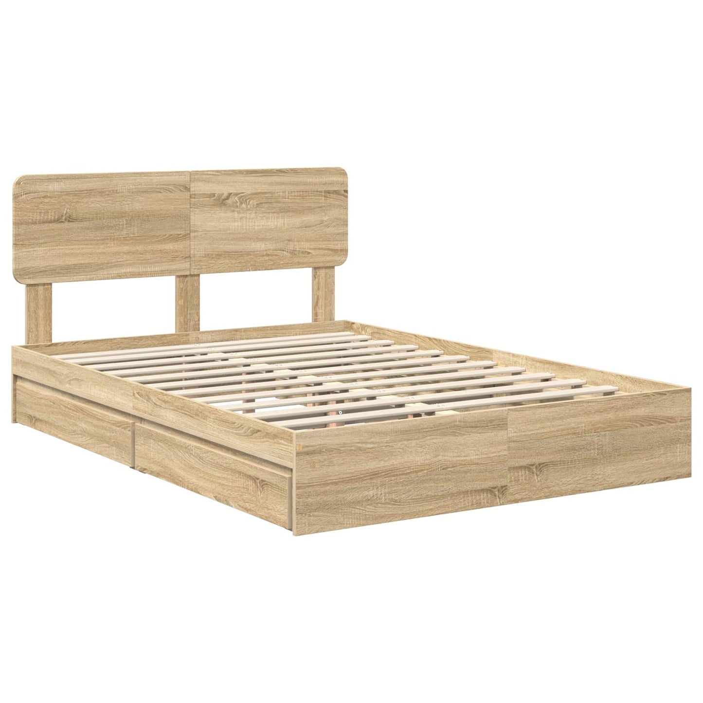 vidaXL Storage Bed with Drawer Sonoma Oak 140 x 200 cm Engineered Wood 4