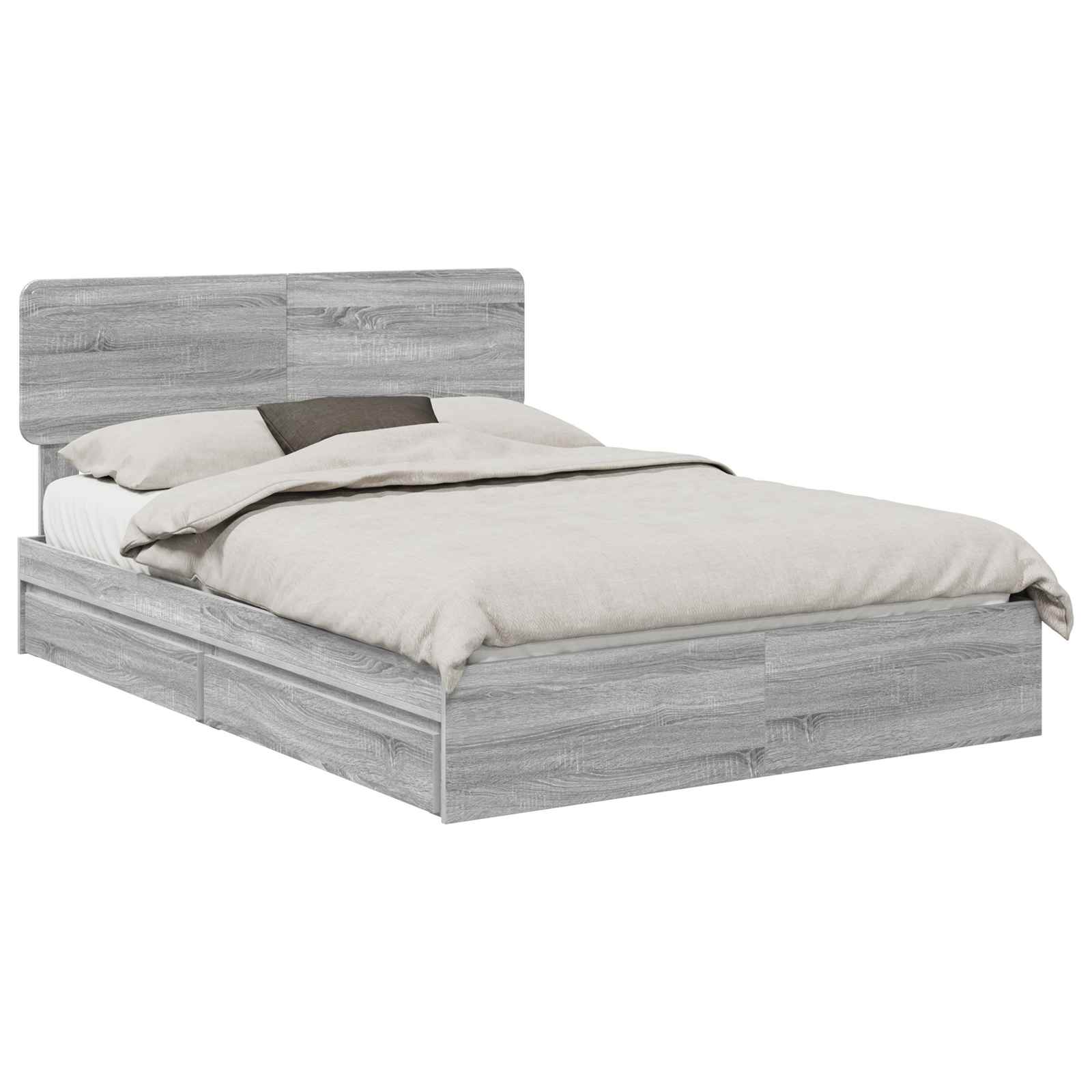 vidaXL Storage Bed Adjustable Grey Sonoma 140 x 200 cm Engineered Wood 2