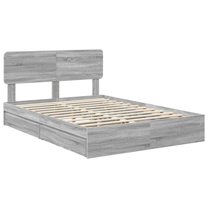 vidaXL Storage Bed Adjustable Grey Sonoma 140 x 200 cm Engineered Wood 4