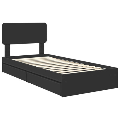 vidaXL Storage Bed with Drawer Black 90 x 190 cm Engineered Wood 4