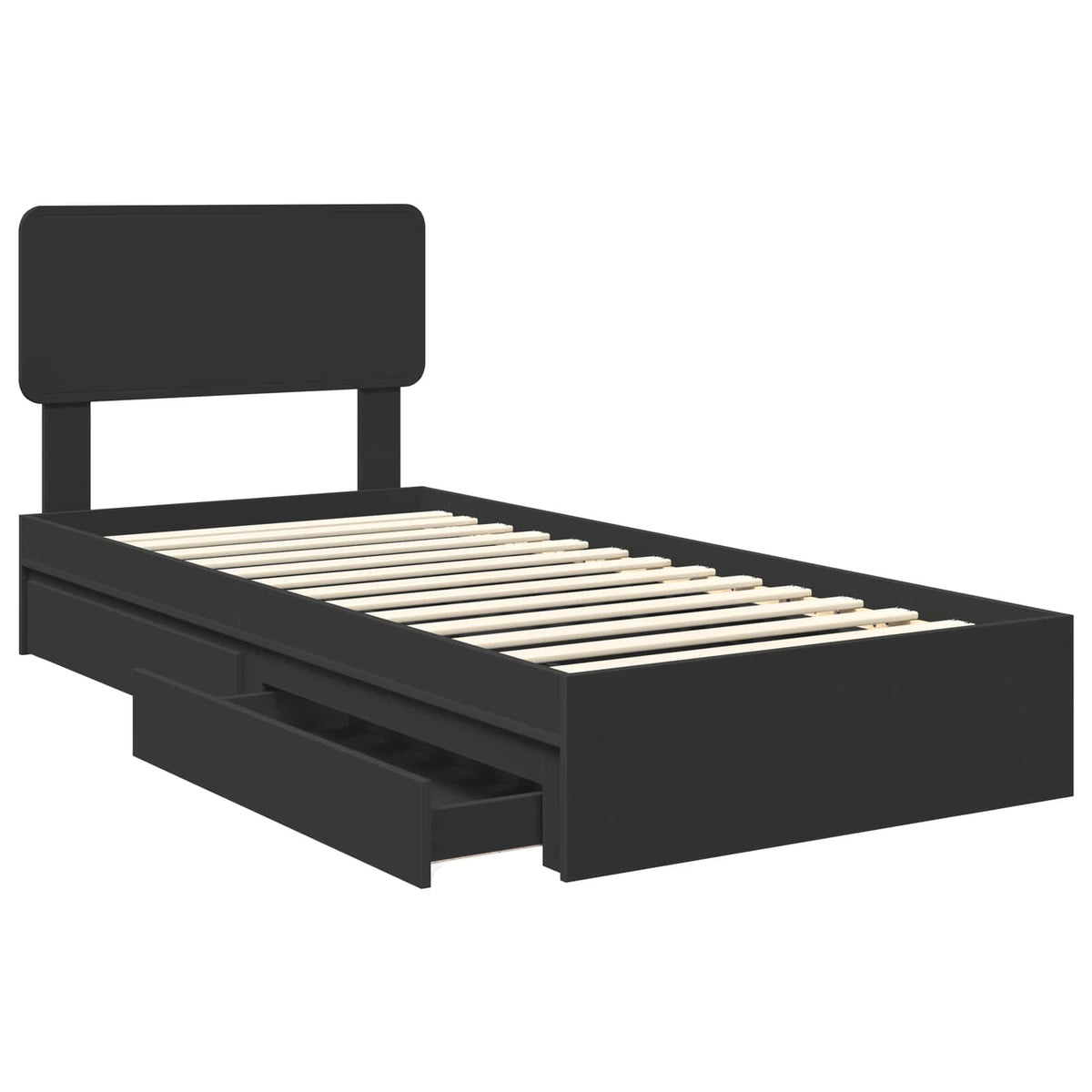 vidaXL Storage Bed with Drawer Black 90 x 190 cm Engineered Wood 5
