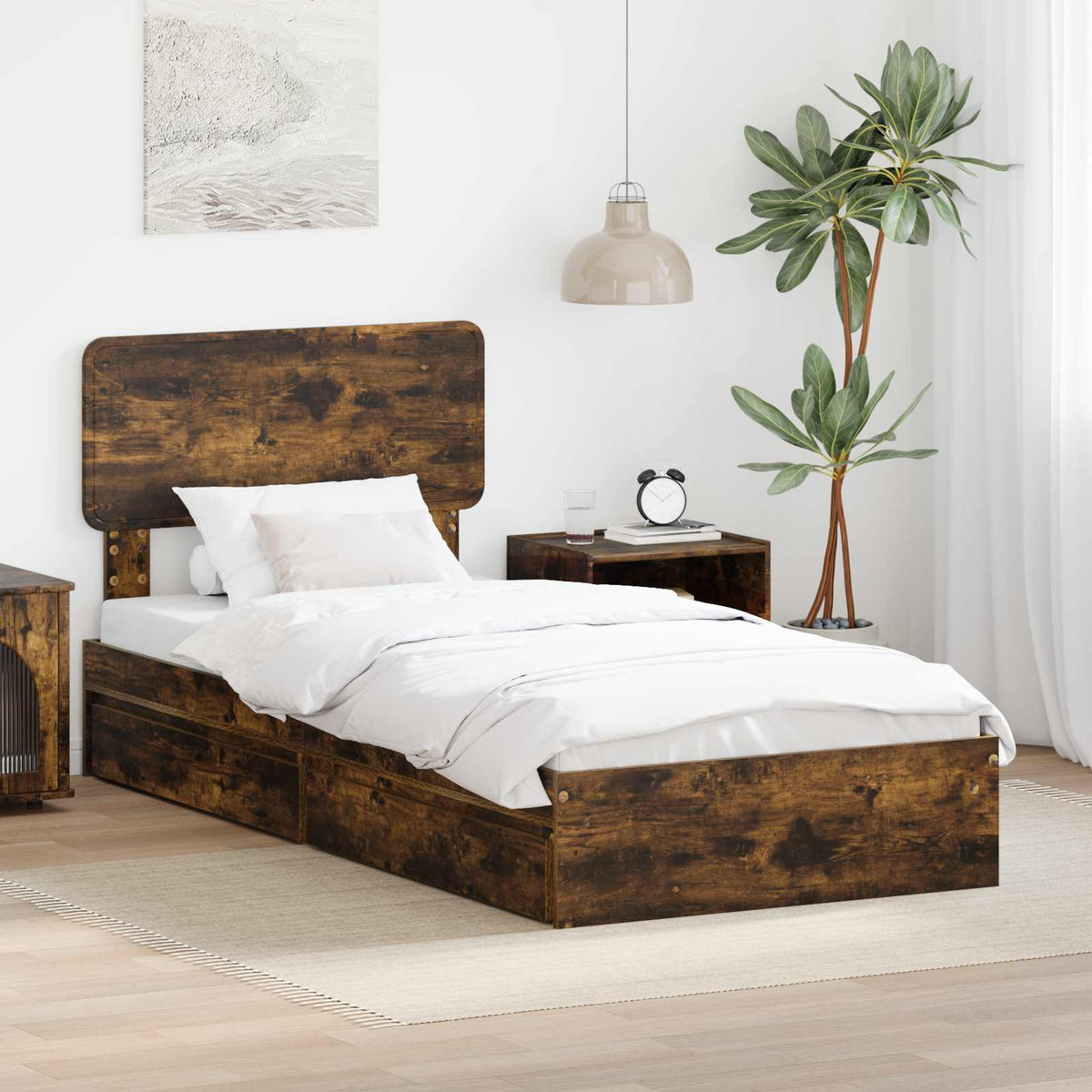 vidaXL Storage Bed with Drawer Engineered Wood Length 190 cm