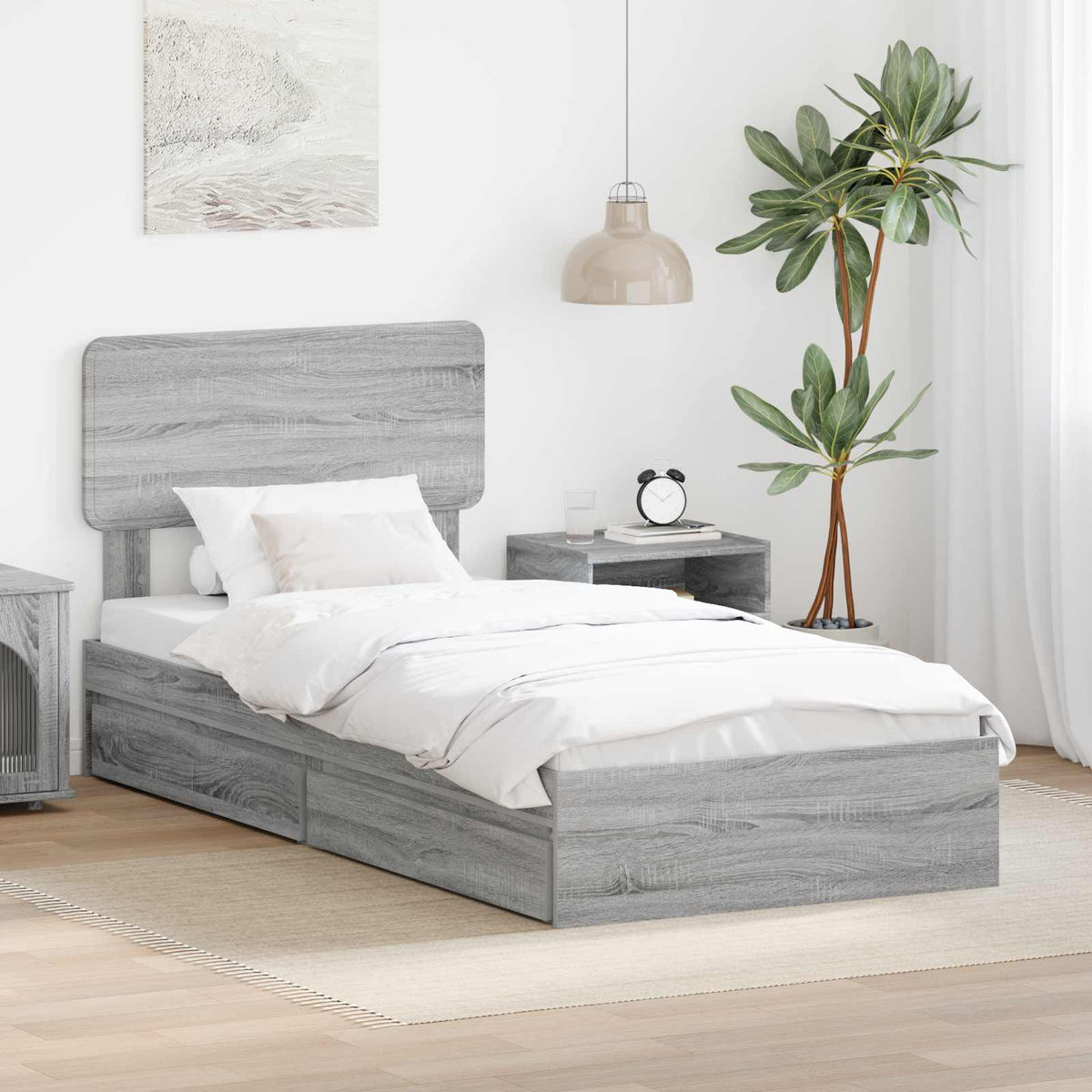 vidaXL Storage Bed with Drawer Engineered Wood Length 190 cm