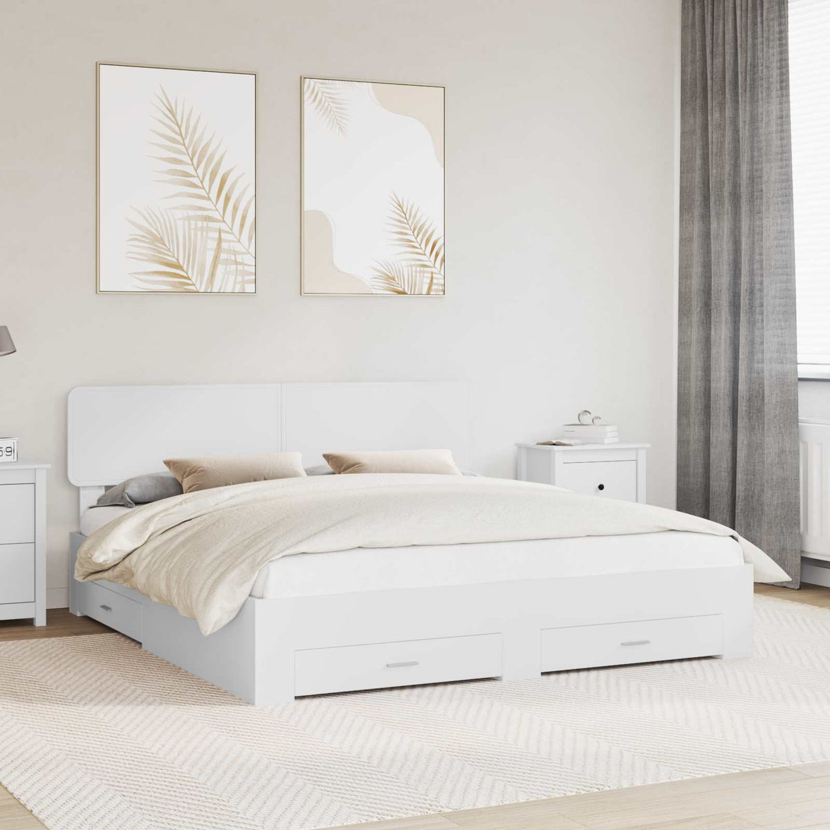 vidaXL Bed Frame with Drawer White 180 x 200 cm Engineered Wood 1