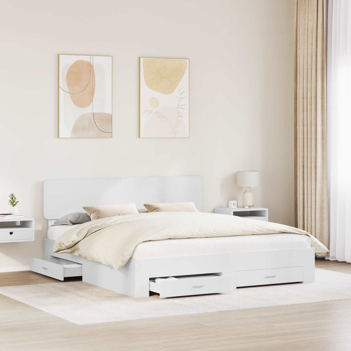 vidaXL Bed Frame with Drawer White 180 x 200 cm Engineered Wood 3