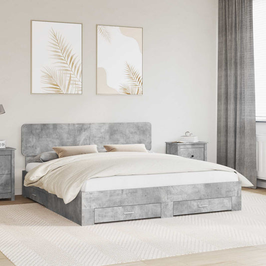 vidaXL Bed Frame Concrete Grey 180 x 200 cm Engineered Wood 1