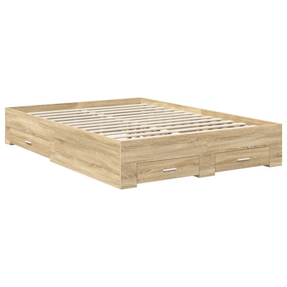 vidaXL Bed Frame with Drawer Sonoma Oak 150 x 200 cm Engineered Wood 6