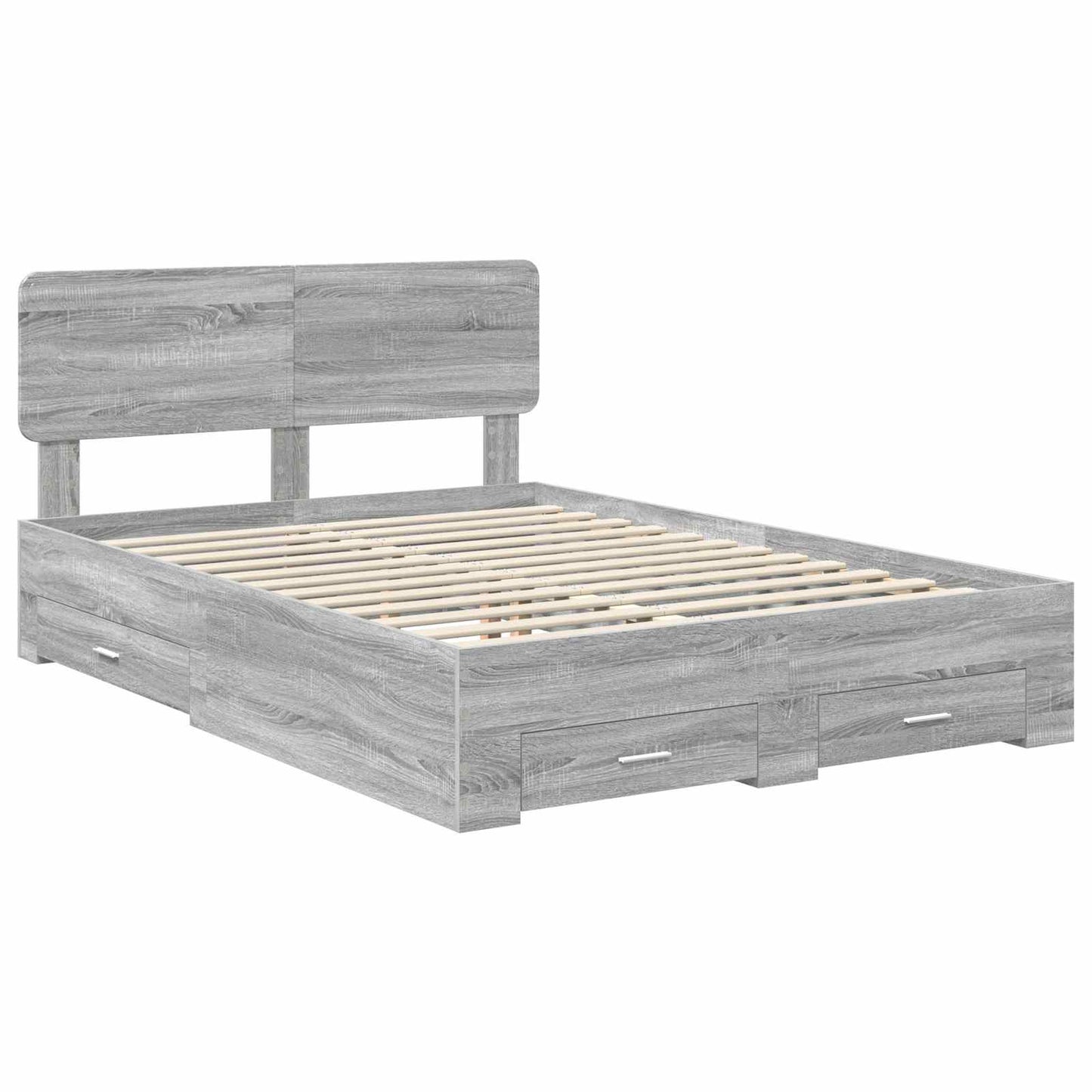 vidaXL Bed Frame with Drawer Grey Sonoma 150 x 200 cm Engineered Wood 4