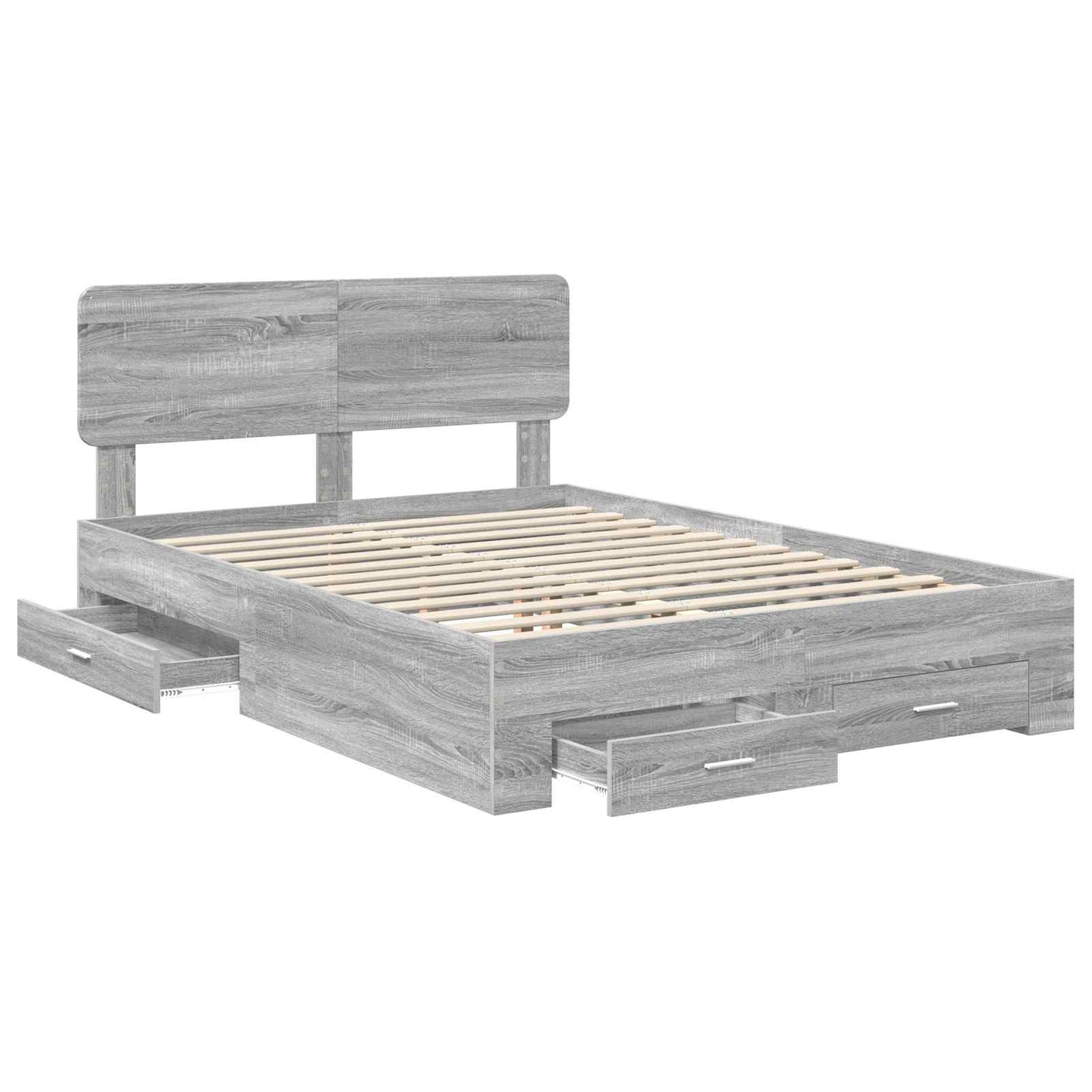 vidaXL Bed Frame with Drawer Grey Sonoma 150 x 200 cm Engineered Wood 5
