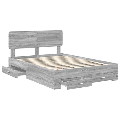 vidaXL Bed Frame with Drawer Grey Sonoma 150 x 200 cm Engineered Wood 5