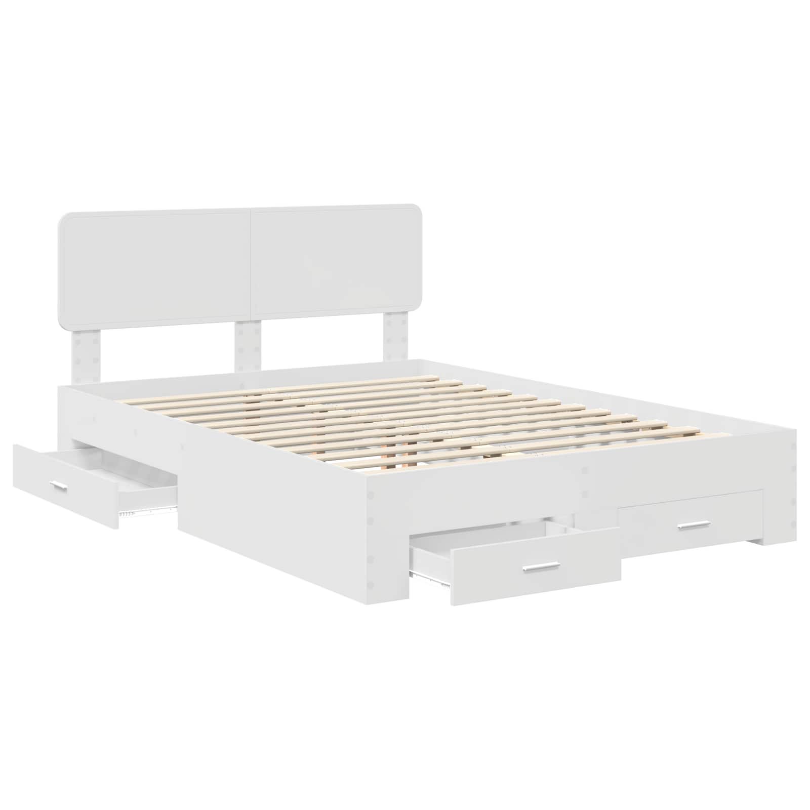 vidaXL Bed Frame with Drawer White 140 x 200 cm Engineered Wood 5
